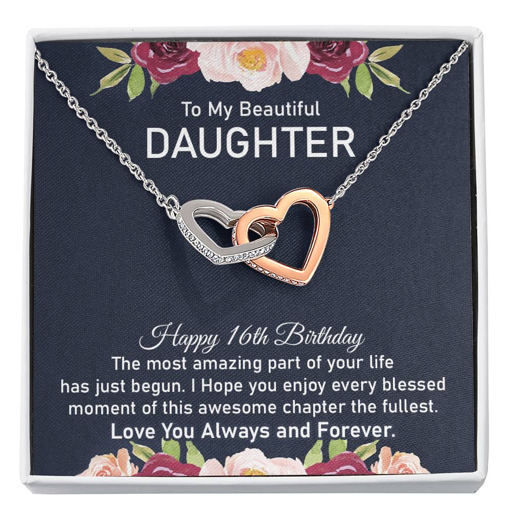 16th Birthday Necklace for Daughter With Message card