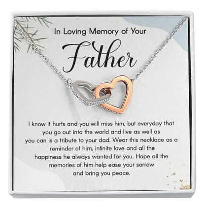 Loss of Father Memorial Necklace Interlocking Hearts Gift Box