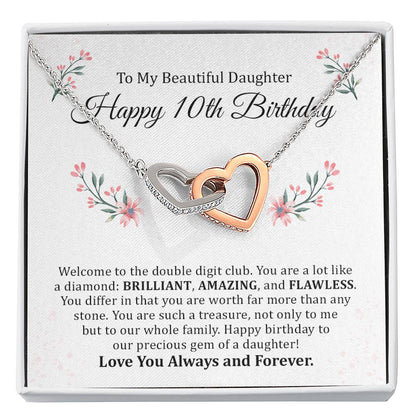 10th Birthday Necklace for Daughter with Message Card