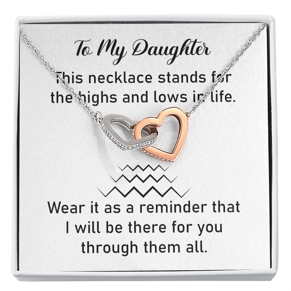 Daughter Two-Tone Heart Necklace with Life Quote