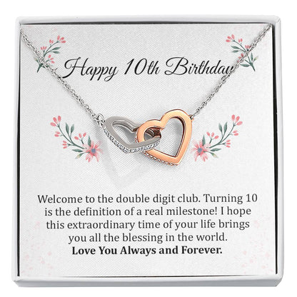 10th Birthday Necklace Gift For Girls With Message Card