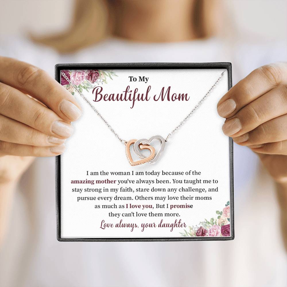Daughter to Mom Necklace Gift with Message Card Box