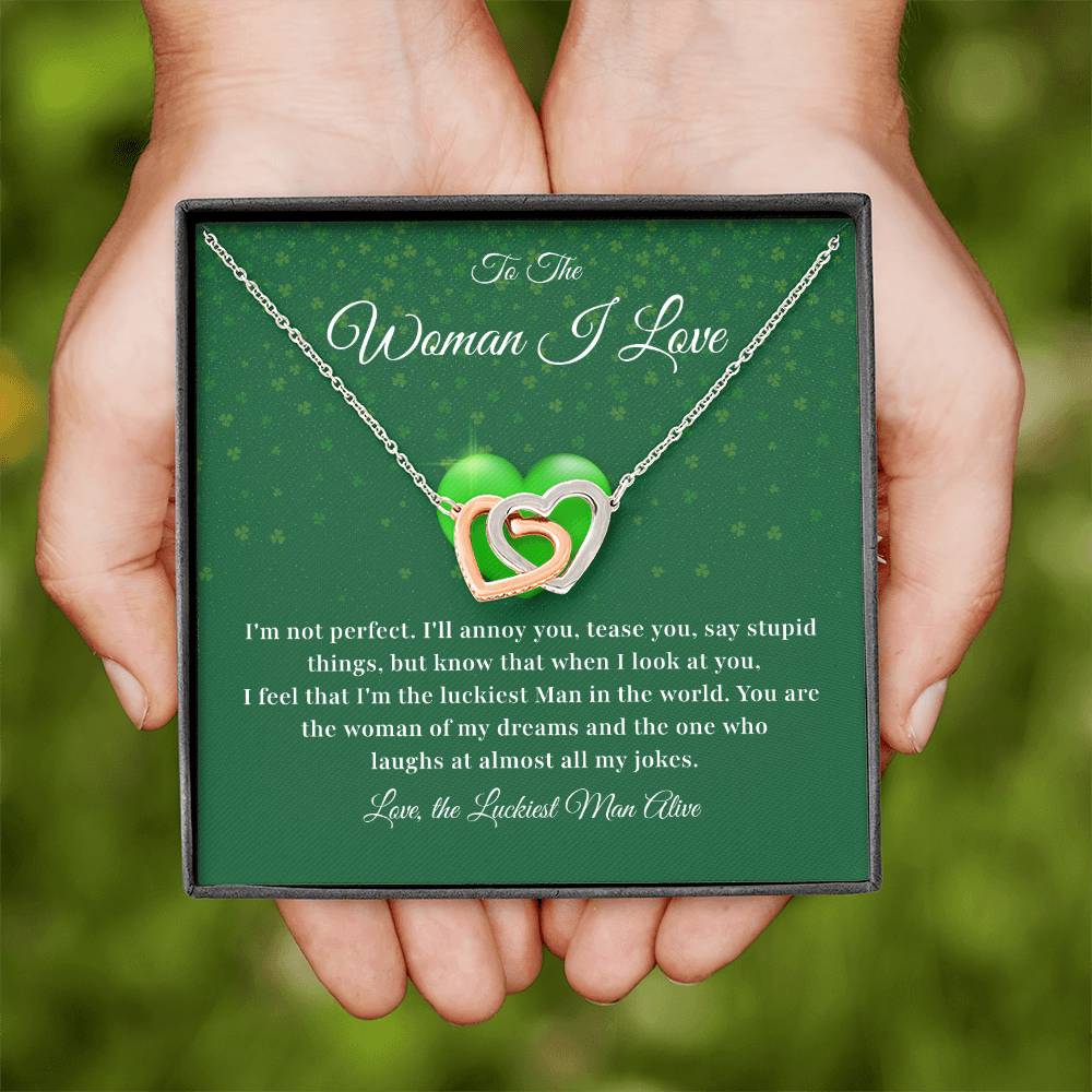 To The Woman, Together In Love Necklace Lucky To Have You Jewelry Celebrate Our Journey Together Loving Reminder For Her Woman Of My Dreams Jewelry Sentimental Gift For Girlfriend Luckiest Man Alive Jewelry