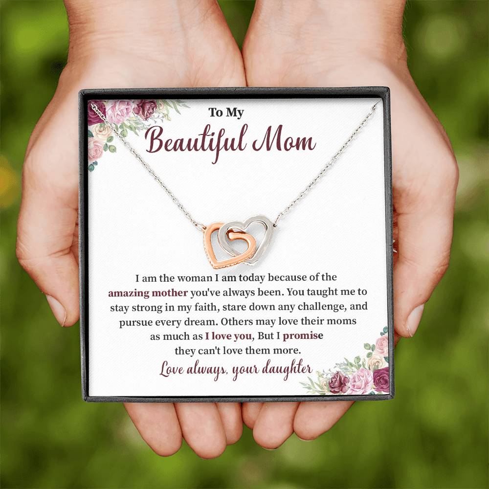 Daughter to Mom Necklace Gift with Message Card Box