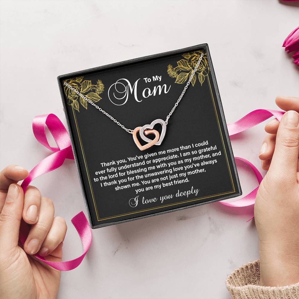 Christian Mom Necklace Gift from Son with Heartfelt Message Card
