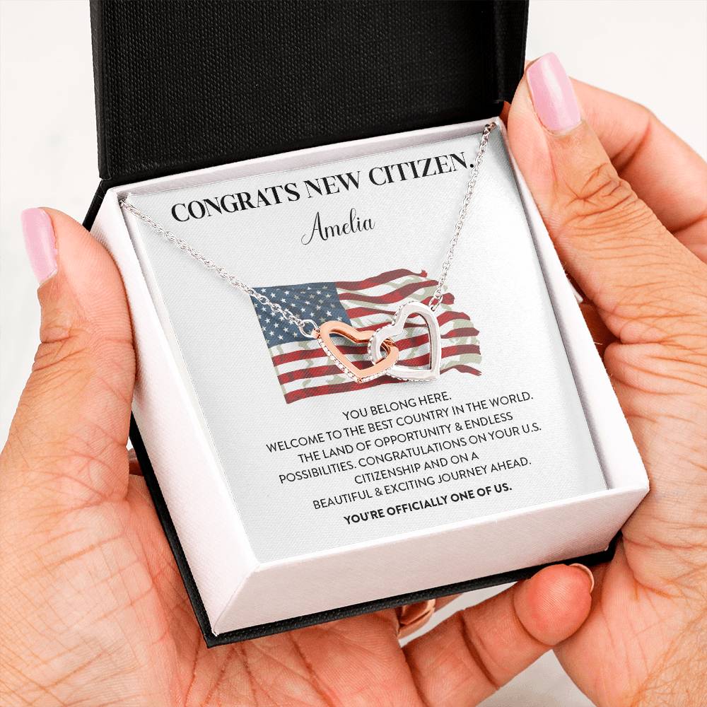 Congrats Necklace For New U.s. Citizen Amelia Necklace For New U.s. Citizen Gift For Celebrating U.s. Citizenship Necklace For U.s. Patriot Amelia Gift For Official U.s. Citizen Proud U.s. Citizen Jewelry Necklace For U.s. Patriot Amelia Welcome Gift