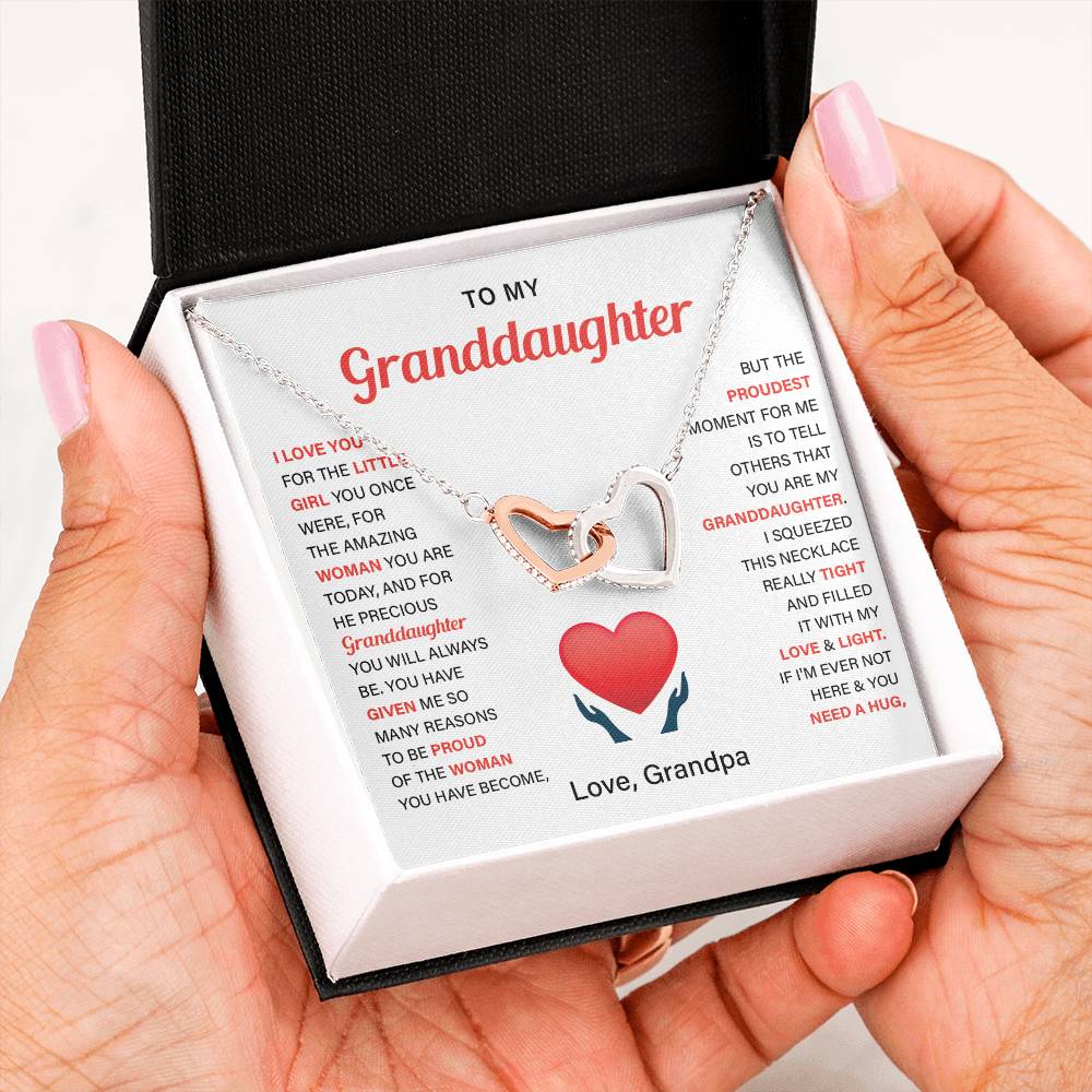 Granddaughter Gift from Grandpa with Heart Necklace