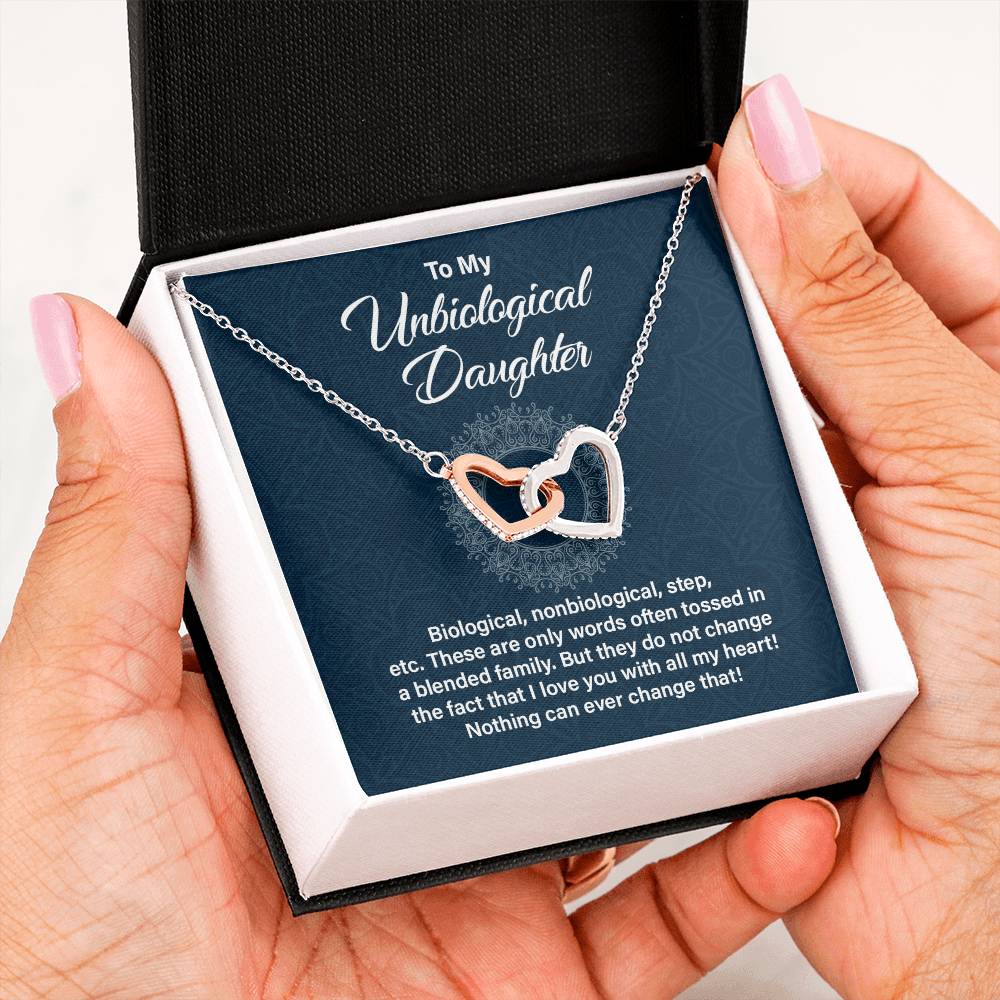 Unbiological Daughter Gift – Interlocking Hearts Necklace