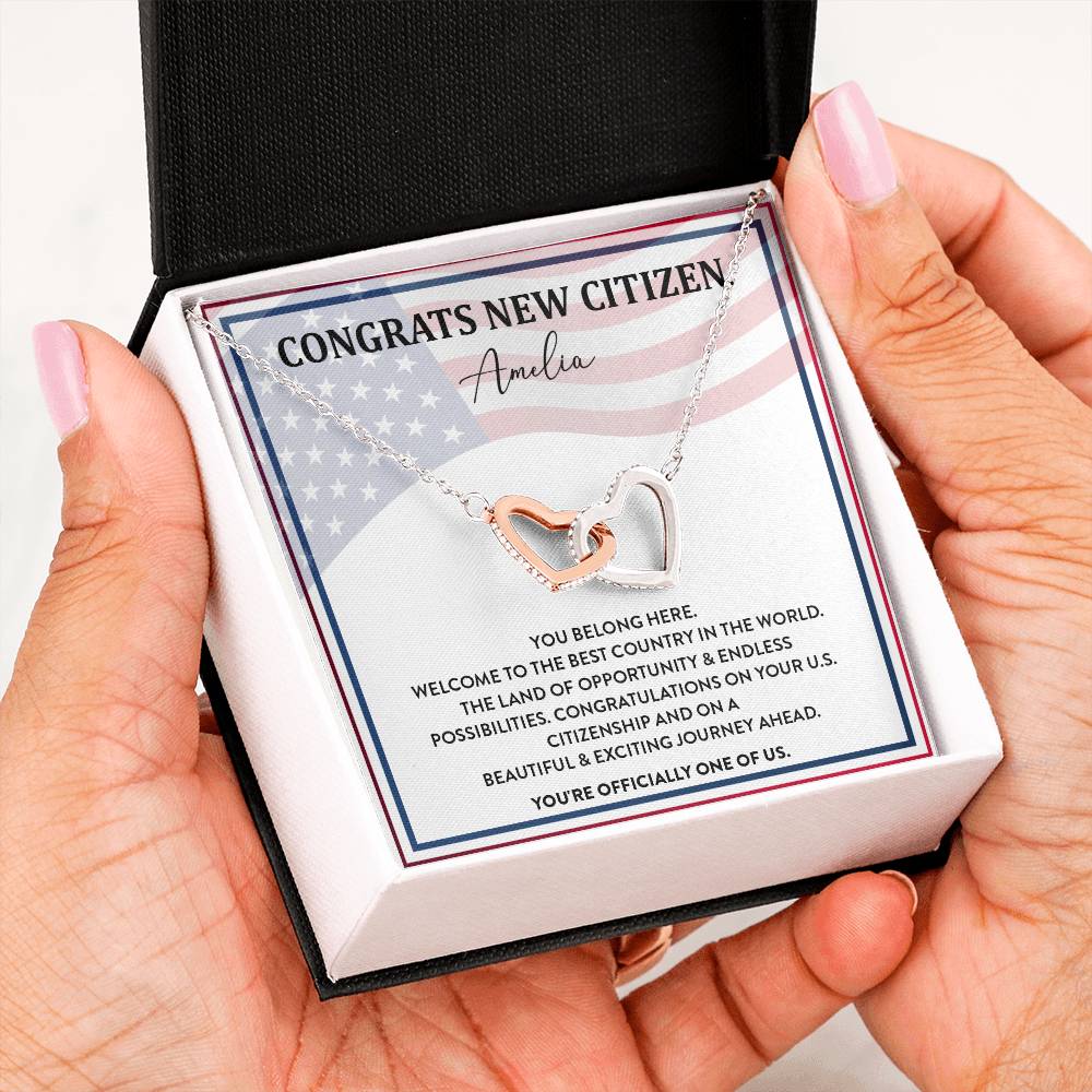 Congrats Necklace For New U.s. Citizen Amelia Necklace For New U.s. Citizen Gift For New American Citizen Amelia Necklace With Citizenship Message Necklace For New U.s. Citizen Journey Welcome To America Gift Jewelry For New U.s. Citizen