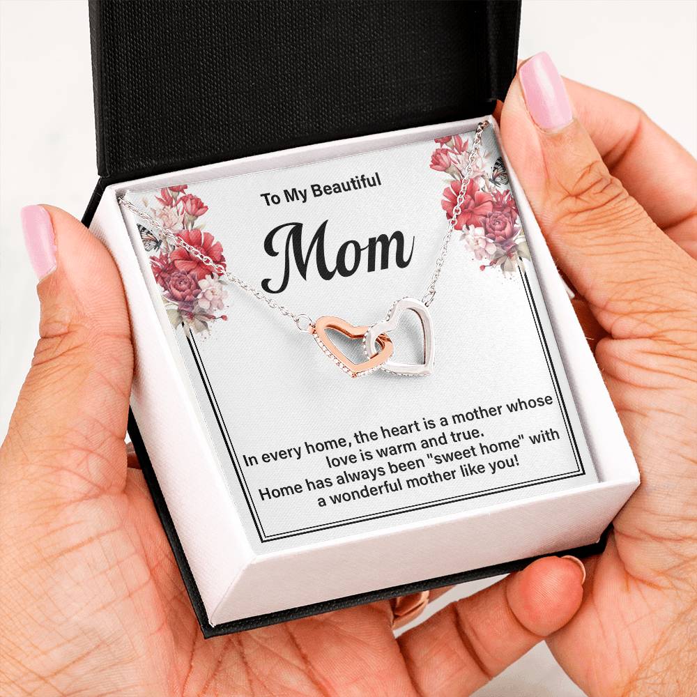 Mom Necklace Gift for Sweet Home Message Card