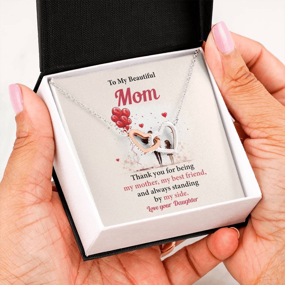 Mom Necklace from Daughter – Gift Box Message Card