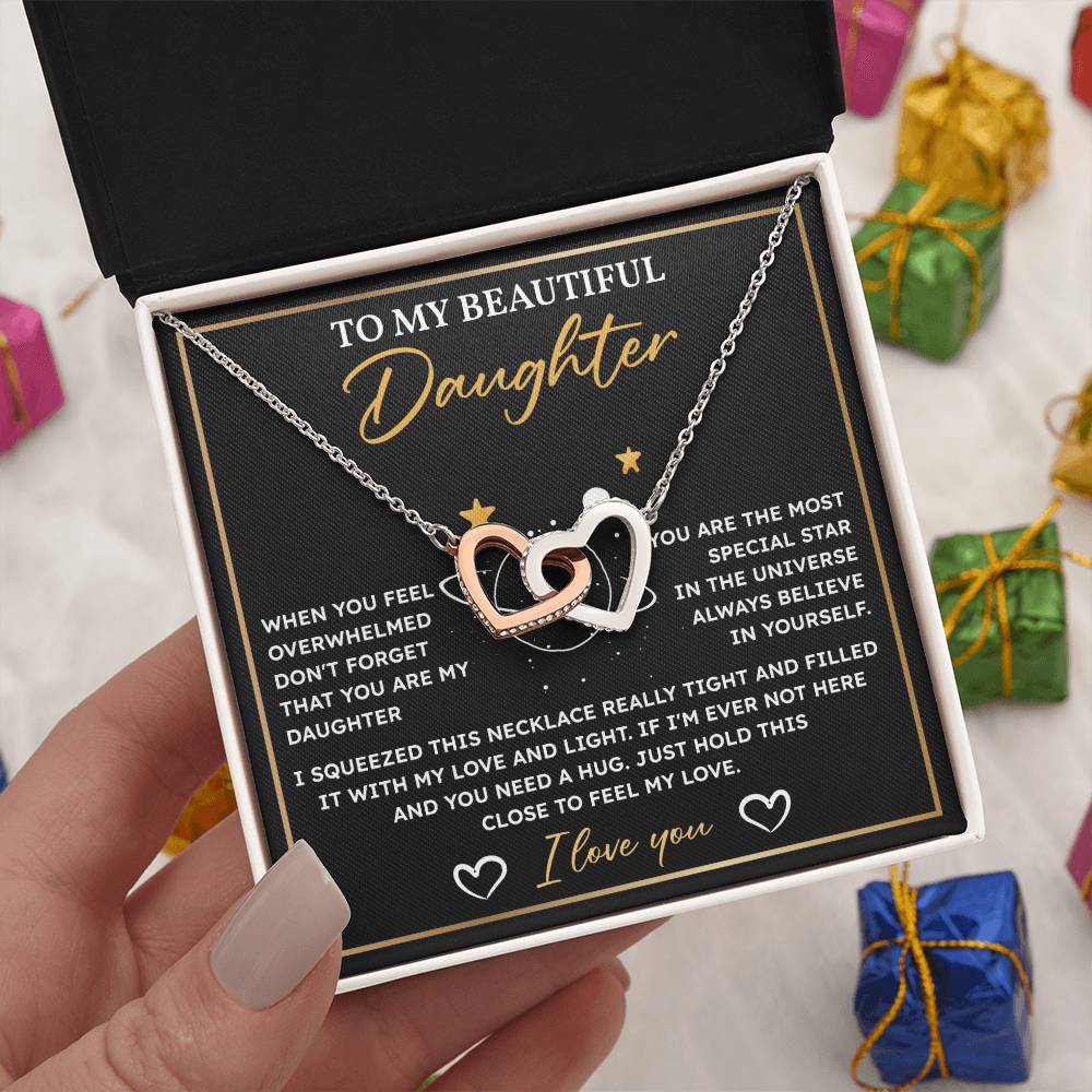 Daughter Necklace Gift with Hug Message Card Box