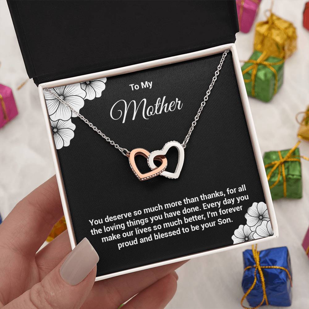 Mother Necklace Gift from Son with Message Card