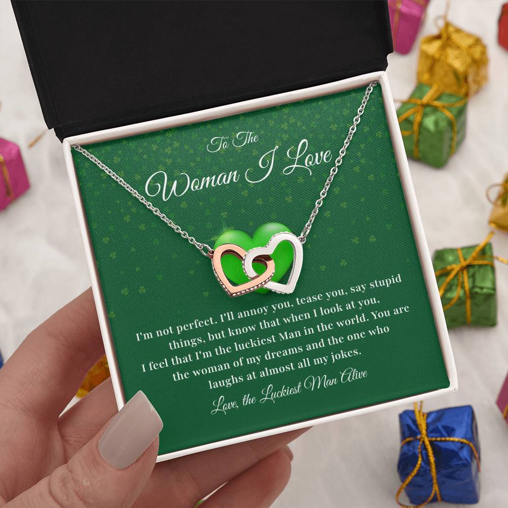 To The Woman, Together In Love Necklace Lucky To Have You Jewelry Celebrate Our Journey Together Loving Reminder For Her Woman Of My Dreams Jewelry Sentimental Gift For Girlfriend Luckiest Man Alive Jewelry