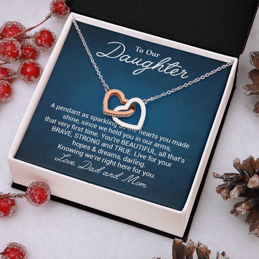 To Our Beautiful Daughter Daughter Pendant Gift From Dad And Mom Brave And Strong Daughter Necklace Beautiful Daughter Necklace True Daughter Necklace Sentimental Daughter Necklace Meaningful Jewelry For Daughter