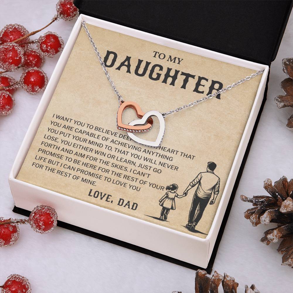 To My Daughter, Believe In Yourself Necklace Heartfelt Gift From Dad Inspiring Jewelry For Daughter Achievement Promise Necklace Encouragement Pendant Win Or Learn Necklace Encouragement Jewelry Heart Of Gold Daughter Pendant