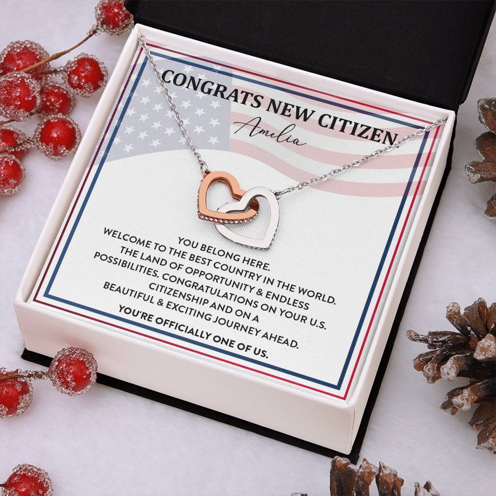 Congrats Necklace For New U.s. Citizen Amelia Necklace For New U.s. Citizen Gift For New American Citizen Amelia Necklace With Citizenship Message Necklace For New U.s. Citizen Journey Welcome To America Gift Jewelry For New U.s. Citizen