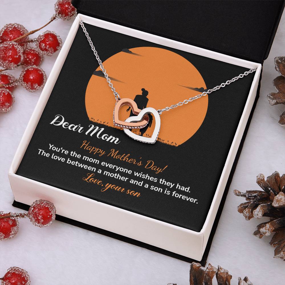 Dear Mom Happy Mother's Day, Elegant Jewelry For A Mother’s Day Gift Thoughtful Necklace For Love Sweet Gift For A Special Woman Sentimental Jewelry Thank You Pendant Beautiful Necklace Loving Pendant For A Mother-son Connection