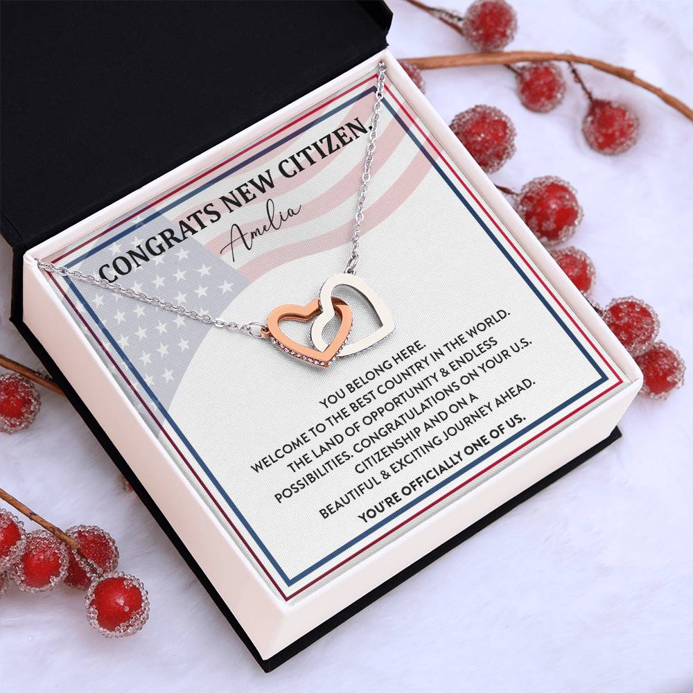 Congrats Necklace For New U.s. Citizen Amelia Necklace For New U.s. Citizen Gift For New American Citizen Amelia Necklace With Citizenship Message Necklace For New U.s. Citizen Journey Welcome To America Gift Jewelry For New U.s. Citizen