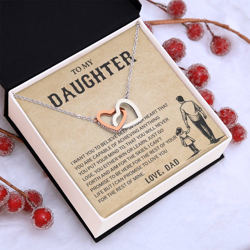 To My Daughter, Believe In Yourself Necklace Heartfelt Gift From Dad Inspiring Jewelry For Daughter Achievement Promise Necklace Encouragement Pendant Win Or Learn Necklace Encouragement Jewelry Heart Of Gold Daughter Pendant