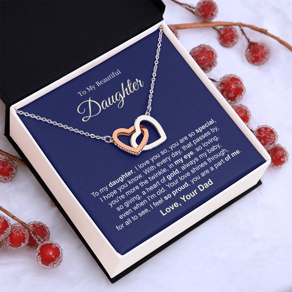 Daughter Necklace Gift from Dad with Special Message Card