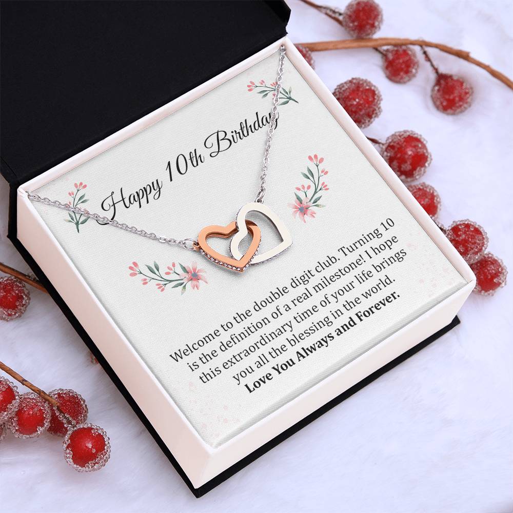 10th Birthday Necklace Gift For Girls With Message Card