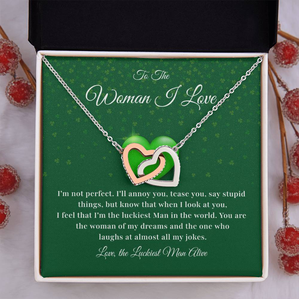 To The Woman, Together In Love Necklace Lucky To Have You Jewelry Celebrate Our Journey Together Loving Reminder For Her Woman Of My Dreams Jewelry Sentimental Gift For Girlfriend Luckiest Man Alive Jewelry