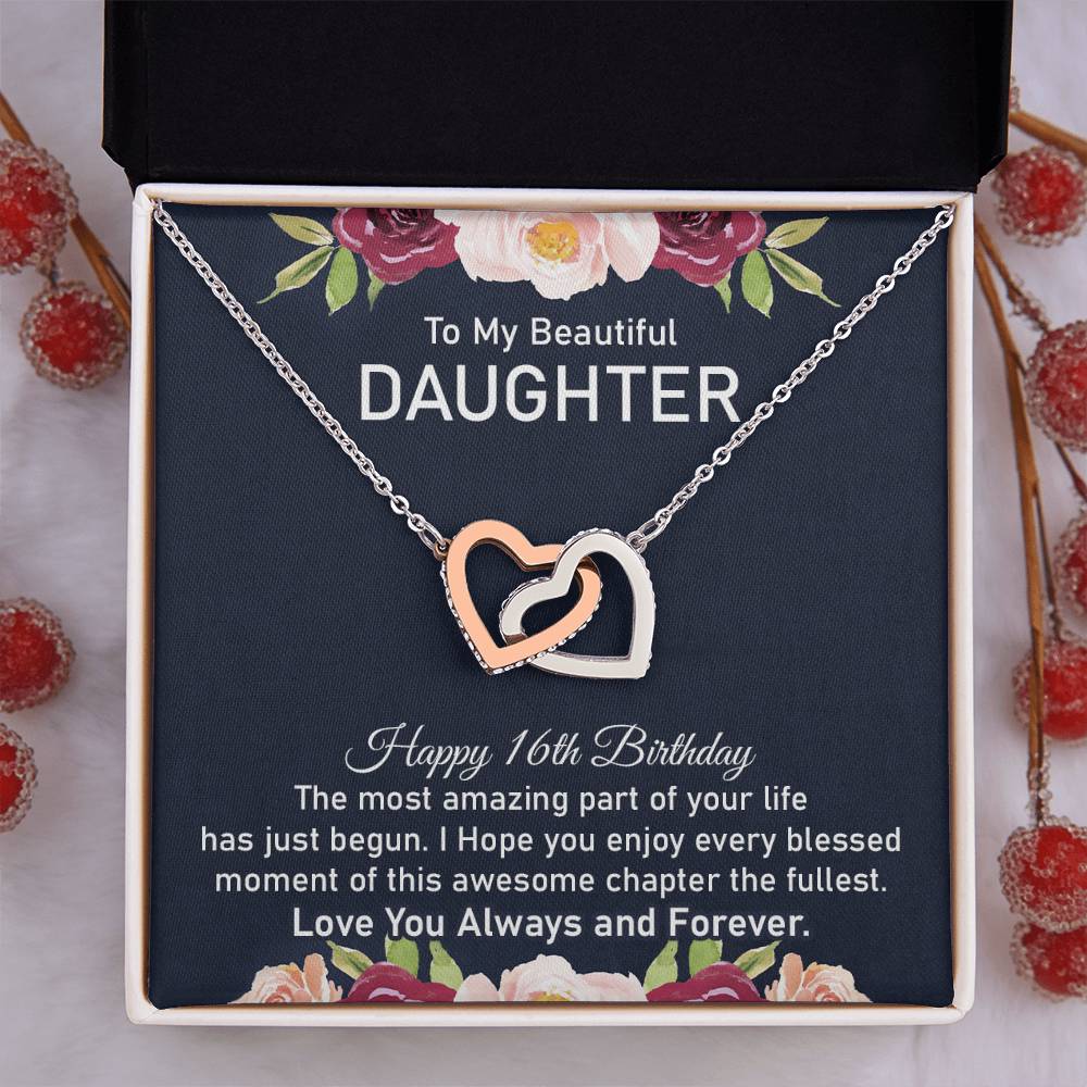 16th Birthday Necklace for Daughter With Message card