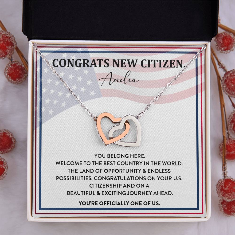 Congrats Necklace For New U.s. Citizen Amelia Necklace For New U.s. Citizen Gift For New American Citizen Amelia Necklace With Citizenship Message Necklace For New U.s. Citizen Journey Welcome To America Gift Jewelry For New U.s. Citizen