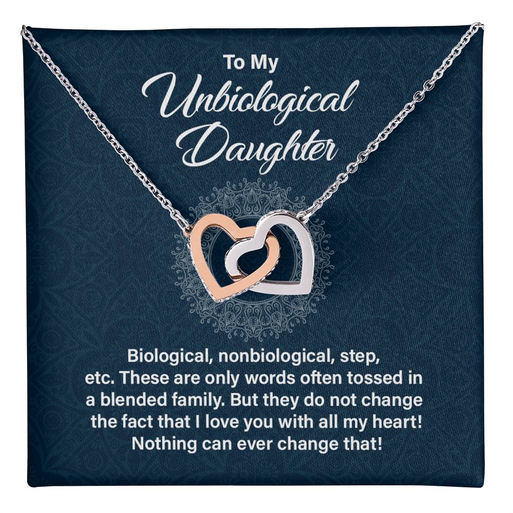 Unbiological Daughter Gift – Interlocking Hearts Necklace