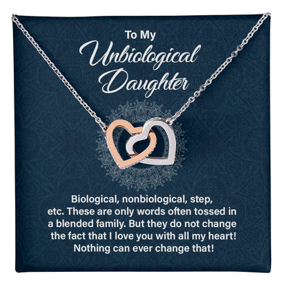 Unbiological Daughter Gift – Interlocking Hearts Necklace