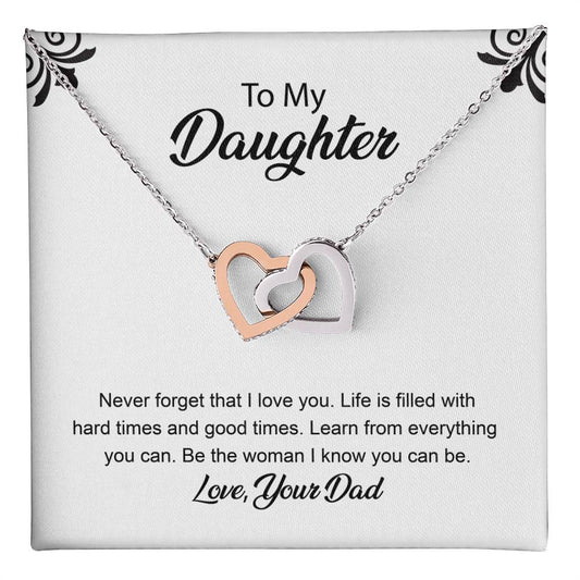Daughter Gift from Dad with Heart Necklace & Card