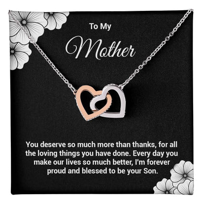 Mother Necklace Gift from Son with Message Card