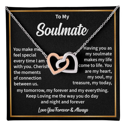 Soulmate Hearts Necklace with Message Card & Gift Box