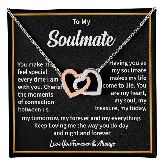 Soulmate Hearts Necklace with Message Card & Gift Box
