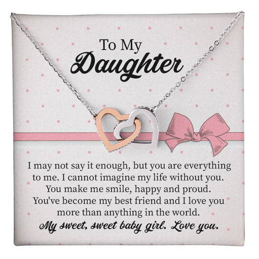 To My Daughter Interlocking Hearts Necklace Gift