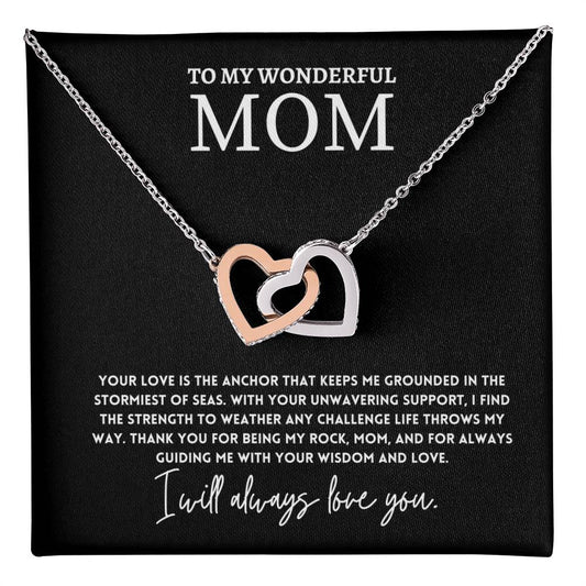 Interlocking Hearts Mom Necklace Gift from Daughter