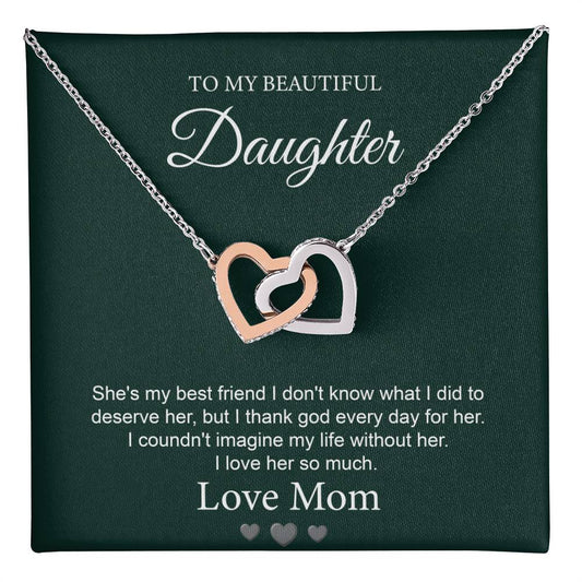 Daughter Necklace Gift from Mom with Love Note