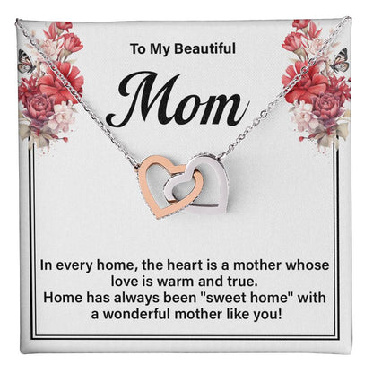 Mom Necklace Gift for Sweet Home Message Card