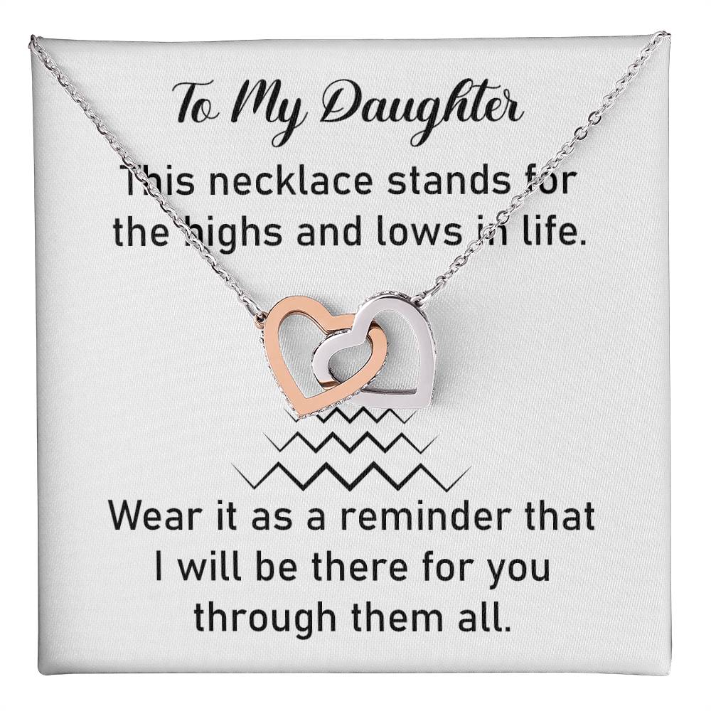 Daughter Two-Tone Heart Necklace with Life Quote