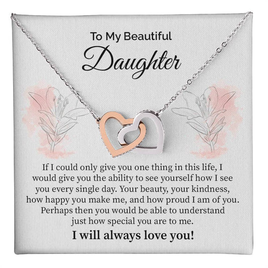 Daughter Necklace with Heartfelt Floral Message Card