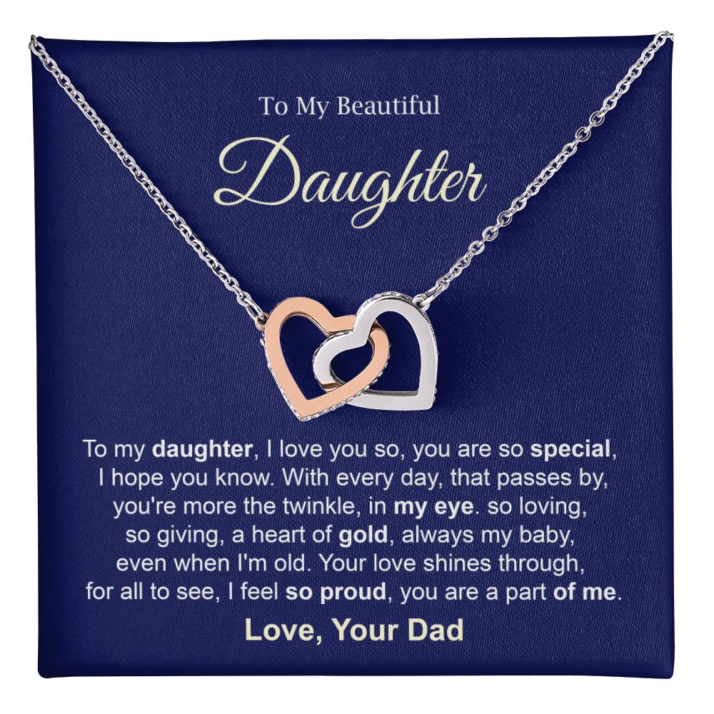 Daughter Necklace Gift from Dad with Special Message Card