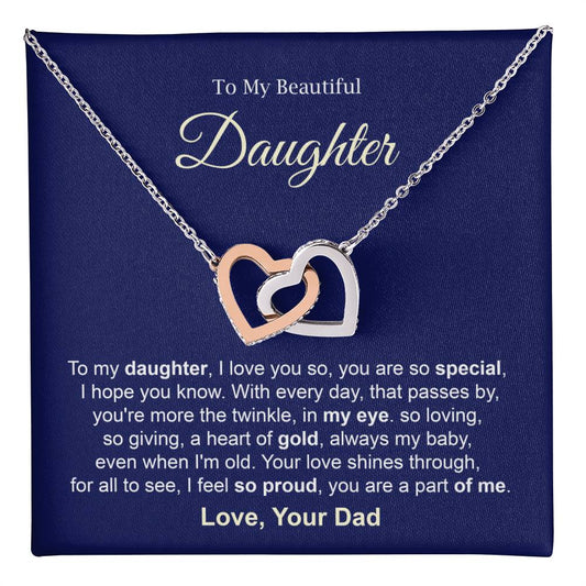 Daughter Necklace Gift from Dad with Special Message Card