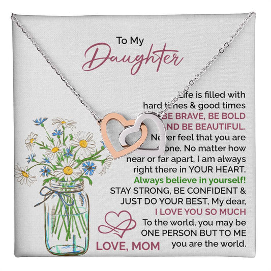 Daughter Necklace Gift with Floral Card from Mom