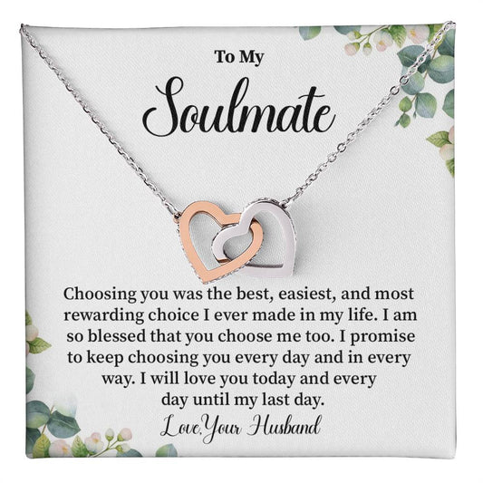 Soulmate Necklace Gift from Husband – Interlocking Hearts Box