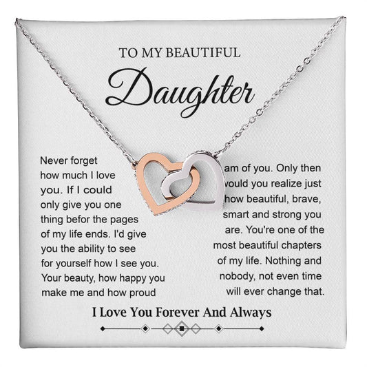 Daughter Necklace Gift from Mom or Dad with Love Card