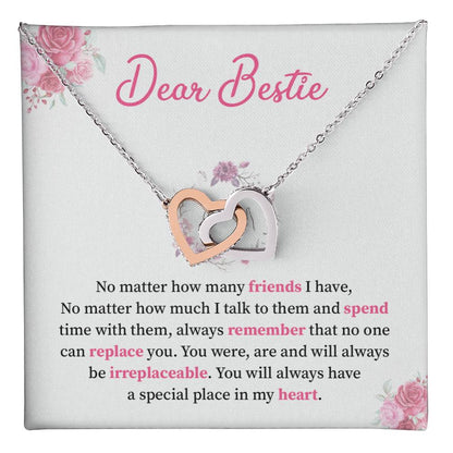Interlocking Heart Necklace For Bestie with Gift Card