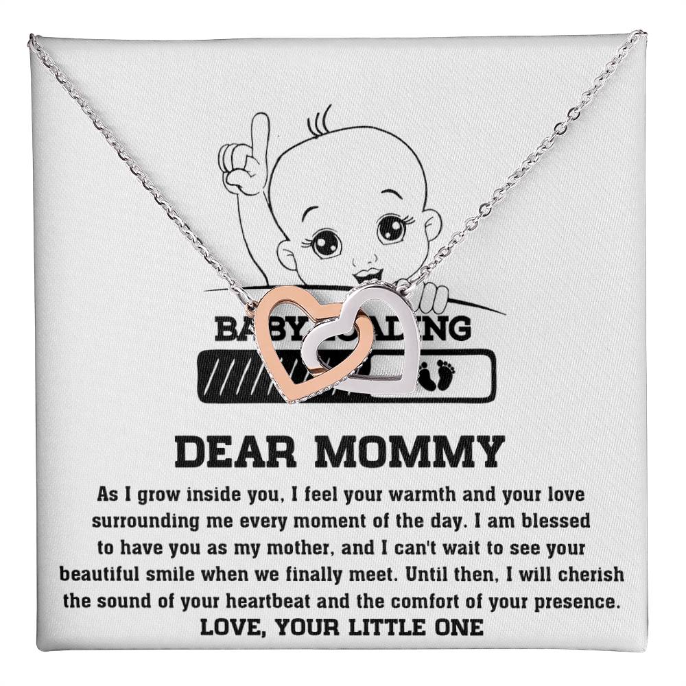 Dear Mommy Necklace Gift From Your Little One, I Love My Mom Necklace, Gifts For My Mom, Mother's Day Gifts For Mom Jewelry With Interlocking Heart Necklace.