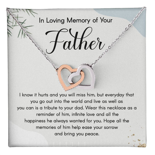 Loss of Father Memorial Necklace Interlocking Hearts Gift Box