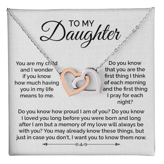 To My Daughter Interlocking Hearts Necklace Gift